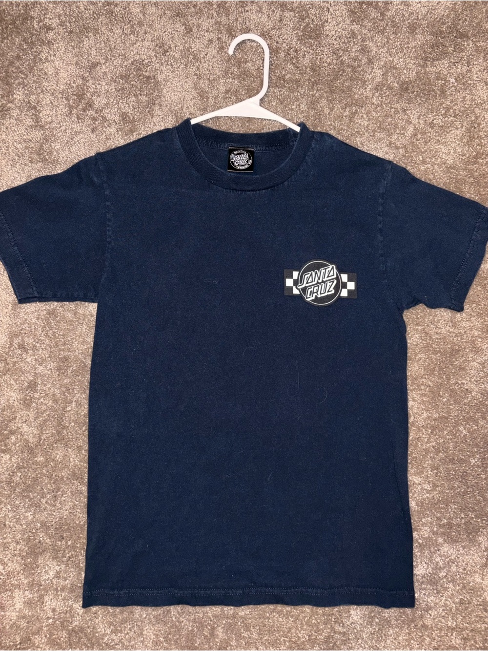 Santa Cruz Skateboards Navy T-Shirt with Black & White Chest Logo